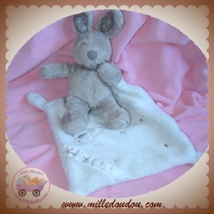 NICOTOY SOS DOUDOU LAPIN TAUPE MOUCHOIR PLAT BLANC ETOILE