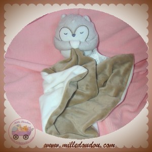 OKAIDI OBAIBI SOS DOUDOU CHOUETTE HIBOU GRIS MOUCHOIR BEIGE