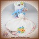 DISNEY SOS DOUDOU BOURRIQUET BLEU PLAT BLANC POIS FLEUR VIOLET