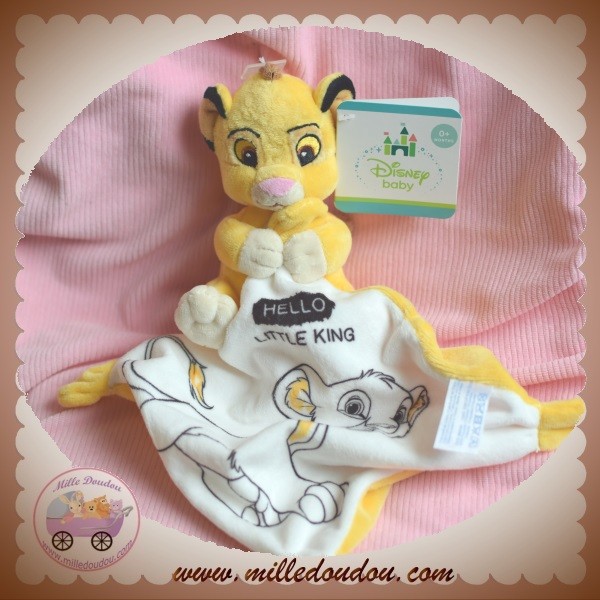 sos doudou simba le roi lion Disney Nicotoy jaune carré plat