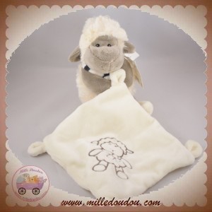 I2C KIABI SOS DOUDOU MOUTON BLANC GRIS MOUCHOIR