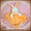 LES BEBES D'ELYSEA SOS DOUDOU LAPIN PLAT ORANGE LOVE NOEUD