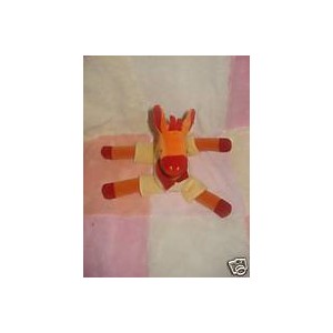 SUCRE D'ORGE DOUDOU PELUCHE GIRAFE ORANGE JAUNE