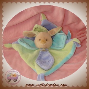 BABYNAT BABY NAT SOS DOUDOU LAPIN BEIGE PLAT VERT MAUVE GRIBOUILLIS