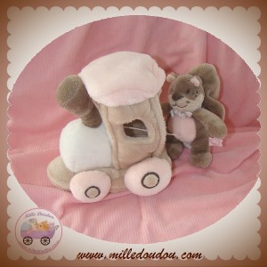 NOUKIE'S SOS DOUDOU ECUREUIL LEONTINE TIDOU ROSE TAUPE TRAIN MUSICAL