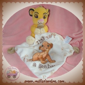 DISNEY SOS DOUDOU LION SIMBA JAUNE MOUCHOIR BLANC TAKE CARE