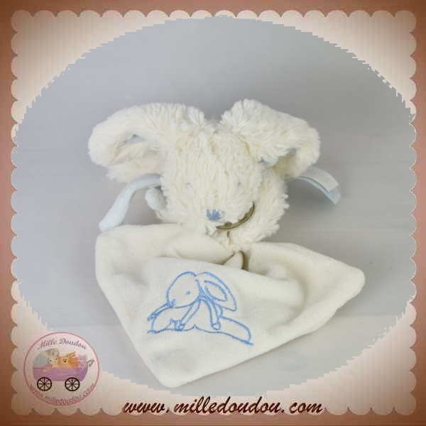 DOUDOU ET COMPAGNIE SOS LAPIN BONBON BLANC BLEU MOUCHOIR DC2581 - Boutique  pour retrouver Doudou !!!