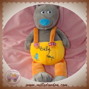 MAILOU PIKPIK SOS DOUDOU BEBE LOUP GRIS SALOPTTE ORANGE OISEAU