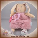 BABYNAT BABY NAT SOS DOUDOU LAPIN PLAT POIL ROSE FLEURS EVEIL POUPI