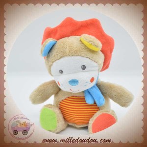 NICOTOY SOS DOUDOU LION BEIGE CRINIERE ROUGE VENTRE RAYE