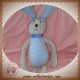 BOUT'CHOU MONOPRIX SOS DOUDOU LAPIN GRIS TISSU BLEU TREFLE FLEUR