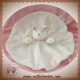 DPAM SOS DOUDOU LAPIN PLAT ROND BLANC TISSU POIS ROSE