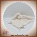 CYRILLUS SOS DOUDOU LAPIN PLAT BLANC BOUCLETTE DOS TISSU POINT