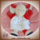 SUCRE D'ORGE SOS DOUDOU ELEPHANT BEIGE MARIONNETTE VENTRE BLANC ETOILE ROUGE