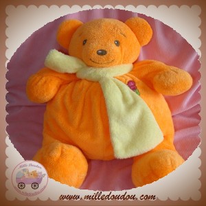 NOUNOURS SOS DOUDOU OURS BOULE ORANGE FLUO PAPILLON 30 CM