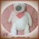 PRIMATIS LBP SOS DOUDOU OURS POLAIRE BLANC ECHARPE RAYE ROUGE