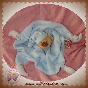 NATTOU SOS DOUDOU OURS BIBOU BEIGE PLAT BLEU LUNE