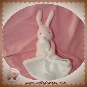 JACADI SOS DOUDOU LAPIN ROSE MOUCHOIR BLANC