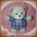 TARTINE ET CHOCOLAT SOS DOUDOU OURS PELUCHE BEIGE CORPS BOULE VICHY BLEU