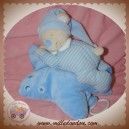 NICOTOY SOS DOUDOU OURS ALLONGE RAYE BLEU ETOILE MUSICAL