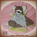 STERNALER SOS DOUDOU SOURIS MARRON PLATE VERT TISSU VICHY BLEU