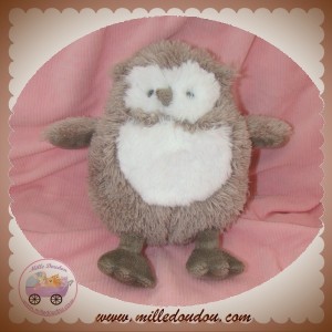 EURODIF SOS DOUDOU HIBOU CHOUETTE GRIS BLANC 18 CM