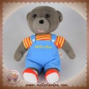 JEMINI BAYARD SOS DOUDOU PETIT OURS BRUN MARRON SALOPETTE BLEU