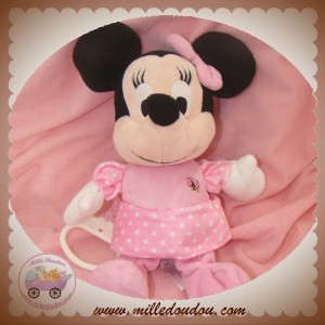 DISNEY NICOTOY SOS DOUDOU MINNIE SOURIS NOIR ROBE ROSE PAPILLON MUSICAL