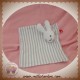 ENFANT DO SOS DOUDOU LAPIN PLAT BLANC RAYE GRIS