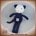 GRAIN DE BLE SOS DOUDOU OURS BLANC BLEU MARINE