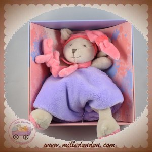 DOUDOU ET COMPAGNIE SOURIS PARME GRAFFITIS VIOLET ROSE OURS DC2554