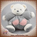 KALOO SOS DOUDOU OURS BLANC BOULE TRICOTE GRIS ZEN OISEAU ROSE