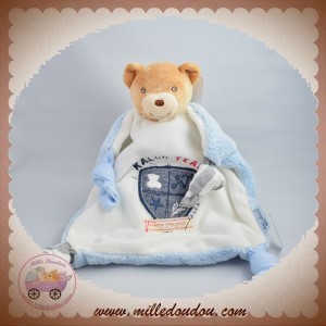 KALOO SOS DOUDOU OURS BEIGE PLAT BLANC TEAM MEME PAS PEUR DOS BLEU