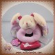 DOUDOU ET COMPAGNIE SOS LAPIN ECRU FLUORESCENT ROSE ETOILE HIBOU HOCHET