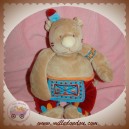 NOUKIE'S SOS DOUDOU OURS NOUKY INDIEN BEIGE ROUGE 22 cm