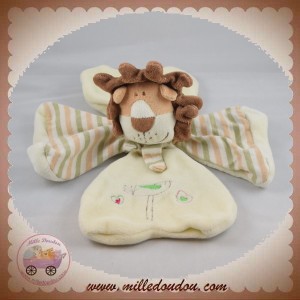 CP INTERNATIONAL SOS DOUDOU LION PLAT TREFLE RAYE BEIGE ECRU OISEAU