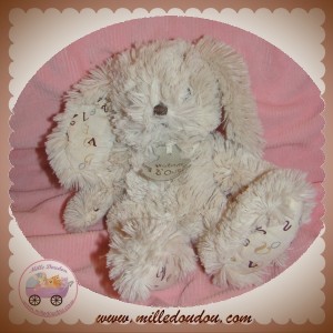 HISTOIRE D'OURS SOS DOUDOU LAPIN POIL ECRU TISSU LETTRE