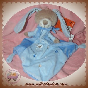 AUCHAN SOS DOUDOU LAPIN BEIGE PLAT LOSANGE BLEU ETOILE