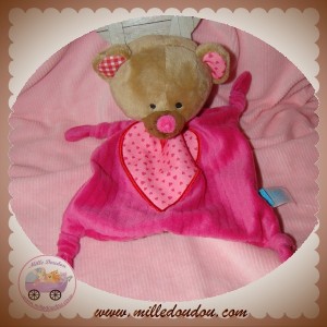 LIEF SOS DOUDOU OURS MARRON BEIGE PLAT COEUR ROSE