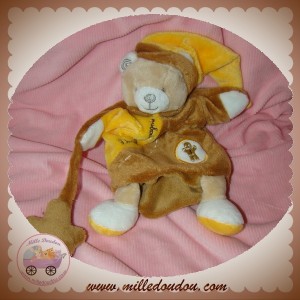 DOUDOU ET COMPAGNIE SOS OURS PAIN D'EPICE BOUCLETTE MARIONNETTE MARRON JAUNE