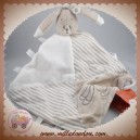 AUCHAN SOS DOUDOU LAPIN BEIGE PLAT BLANC RAYE TISSU ETOILE