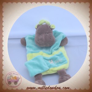 BABYNAT BABY NAT SOS DOUDOU HIPPOPOTAME VERT MARIONNETTE H COMME
