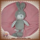 TOMKIDS SOS DOUDOU LAPIN GRIS  RAYE BLANC