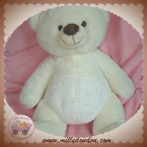 NICOTOY SOS DOUDOU OURS POLAIRE ECRU VENTRE BLANC 35 CM