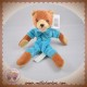 ANIMA SOS DOUDOU OURS MARRON PLAT BLEU ANIMADOO 22 CM