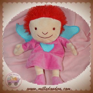 HEMA SOS DOUDOU FEE POUPEE MARIONNETTE ROSE PAPILLON BLEU