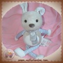 CARREBLANC DOUDOU LAPIN BEIGE GRIS ECHARPE COEUR TIMEO