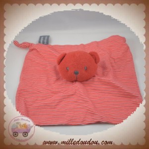 ORCHESTRA SOS DOUDOU OURS ROUGE EPONGE PLAT RAYE TISSU