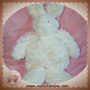 TEDDYKOMPANIET SOS DOUDOU LAPIN ECRU BLANC POIL 34 CM