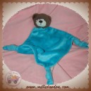 CARREBLANC SOS DOUDOU OURS PLAT LOSANGE BLEU TURQUOISE NOEUD